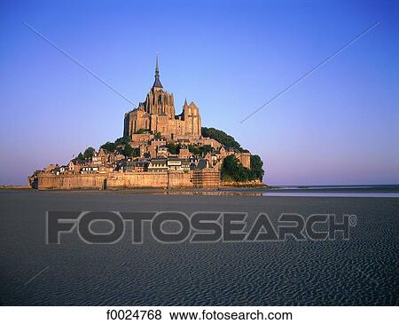 France, Normandy, Mont Saint-Michel at sunrise View Large Photo Image Stock Photo - France, Normandy, Mont Saint-Michel at sunrise. Fotosearch