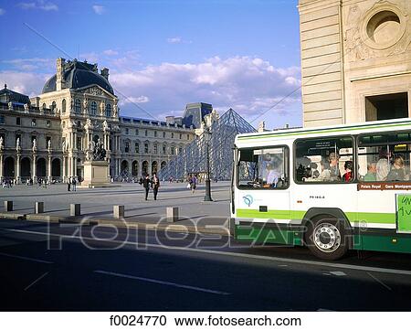 France, Paris, bus in front of the Louvre museum View Large Photo Image Stock Image - France, Paris, bus in front of the Louvre museum. Fotosearch