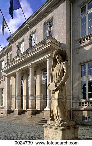Stock Photo - France, Pays de la Loire, Nantes, city hall and statue. Fotosearch