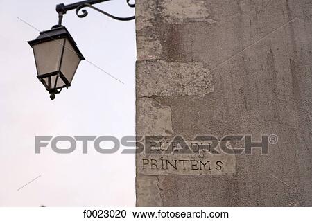 Stock Image - France, Poitou Charentes, Re Island, Saint-Martin-de-Ré, streetlight. Fotosearch