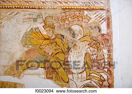 Picture - France, Poitou Charentes, Saint-Savin, abbey, coloured frescoes. Fotosearch
