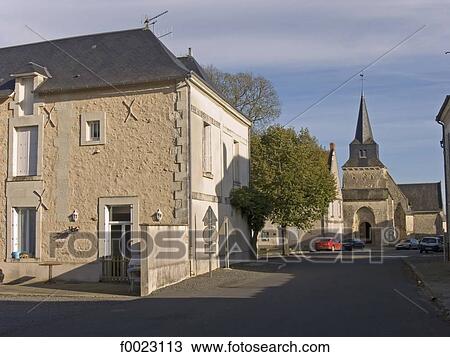 Stock Image - France, Poitou Charentes, Leigne-les-bois, downtown. Fotosearch