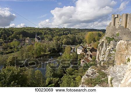 Stock Photo - France, Poitou Charentes, Angles-sur-Anglin, fortified castle. Fotosearch