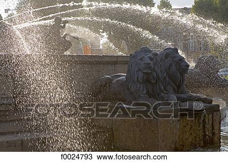 Stock Image - France, Provence, Aix-en-Provence, Rotunda fountain. Fotosearch
