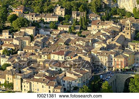Stock Image - France, Provence, Moustiers Sainte Marie Village. Fotosearch