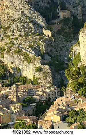 France, Provence, Moustiers Sainte Marie Village View Large Photo Image Stock Image - France, Provence, Moustiers Sainte Marie Village. Fotosearch