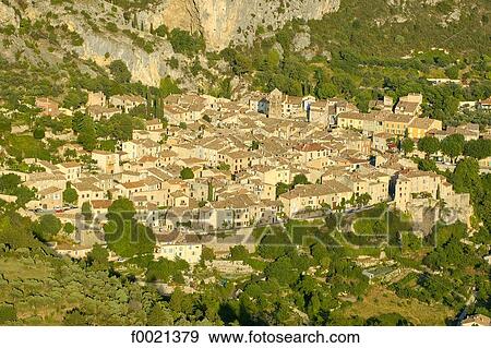 Stock Photo - France, Provence, Moustiers Sainte Marie Village. Fotosearch