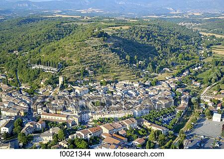 France, Provence, Valensole Plateau, Riez Village, aerial view View Large Photo Image Picture - France, Provence, Valensole Plateau, Riez Village, aerial view. Fotosearch