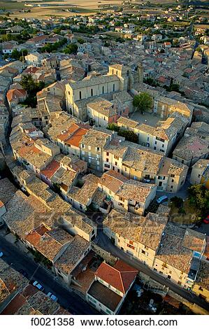 France, Provence, Valensole Village, aerial view View Large Photo Image Stock Photo - France, Provence, Valensole Village, aerial view. Fotosearch