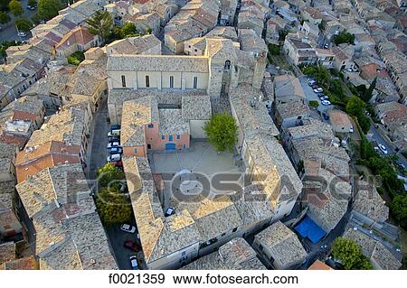 France, Provence, Valensole Village, aerial view View Large Photo Image Stock Photo - France, Provence, Valensole Village, aerial view. Fotosearch