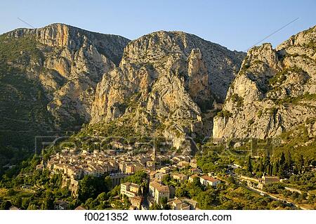 Stock Image - France, Provence, village of Moustiers Sainte Marie. Fotosearch