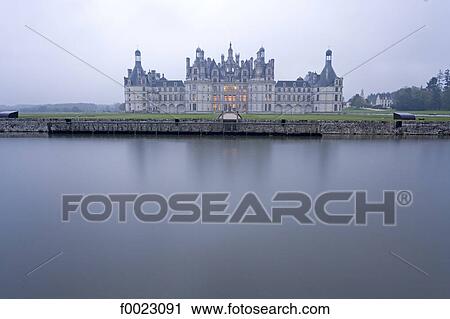 France, Touraine, Chambord, castle along the river View Large Photo Image Stock Image - France, Touraine, Chambord, castle along the river. Fotosearch