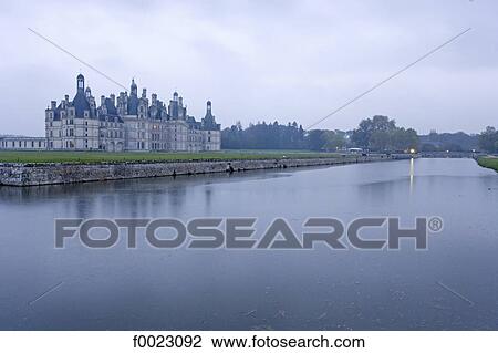 France, Touraine, Chambord, castle along the river View Large Photo Image Stock Image - France, Touraine, Chambord, castle along the river. Fotosearch