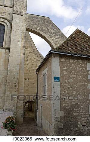 Stock Photograph - France, Touraine, Preuilly-sur-Claise, 11th century Roman abbey. Fotosearch