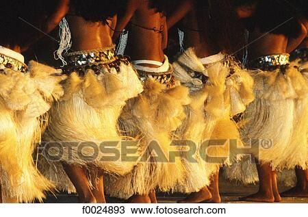 Stock Image - French Polynesia, Society Islands, Leeward Islands, Bora Bora, dancers during Heiva Festival. Fotosearch