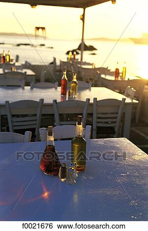 Greece, Cyclades, Mikonos, restaurant terrace View Large Photo Image Stock Photograph - Greece, Cyclades, Mikonos, restaurant terrace. Fotosearch