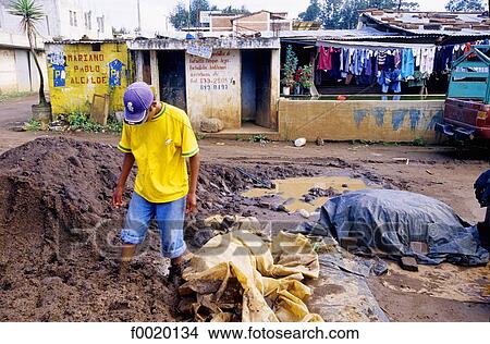 Picture - Guatemala, Antigua, bricks making. Fotosearch