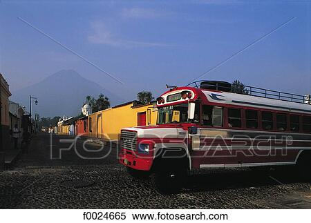 Stock Photography - Guatemala, Antigua, bus. Fotosearch