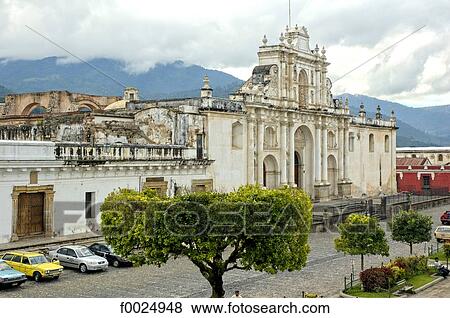 Guatemala, Antigua, Plaza Mayor, the cathedral View Large Photo Image Stock Photo - Guatemala, Antigua, Plaza Mayor, the cathedral. Fotosearch