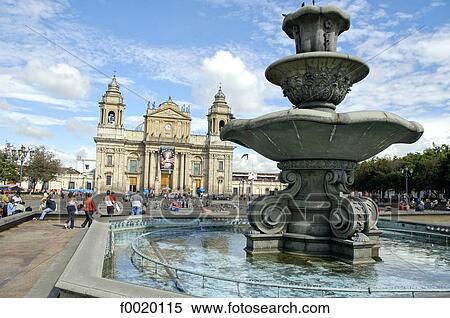 Guatemala, Guatemala city, Constitution Square, cathedral and fountain View Large Photo Image Stock Photography - Guatemala, Guatemala city, Constitution Square, cathedral and fountain. Fotosearch