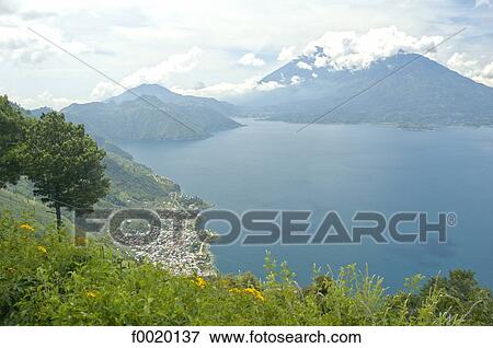 Guatemala, lake Atitlan, volcanoes View Large Photo Image Stock Photo - Guatemala, lake Atitlan, volcanoes. Fotosearch