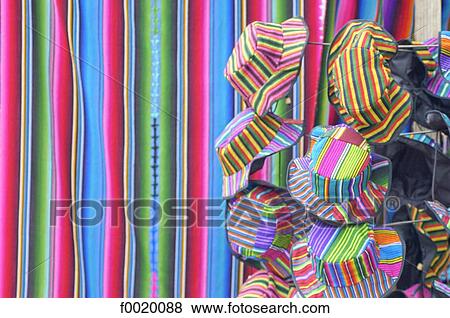 Stock Photo - Guatemala, Santiago Atitlan, hats on sale at the market. Fotosearch