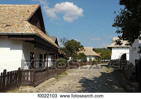 Stock Image - Hungary, Hollokö, traditional house. Fotosearch