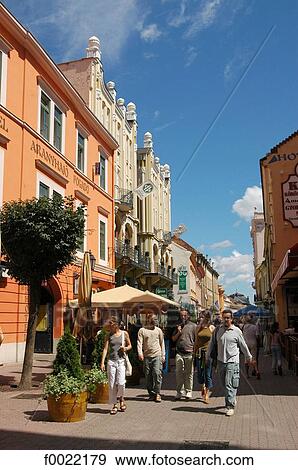 Hungary, Pécs, Kiraly street View Large Photo Image Stock Photo - Hungary, Pécs, Kiraly street. Fotosearch