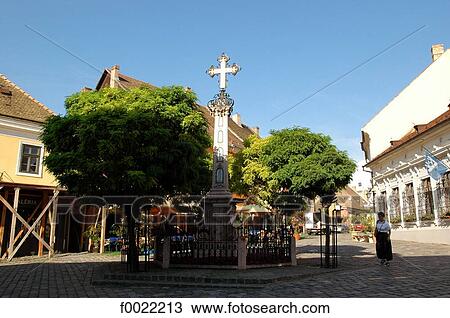 Stock Image - Hungary, Szentendre, Fö tér Place. Fotosearch