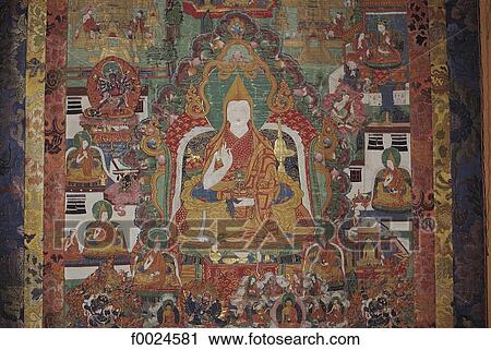 Stock Image - India, Jammu and Kashmir, Ladakh, Likir Monastery, thangka. Fotosearch