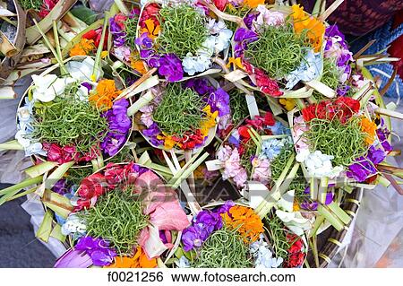 Stock Photograph - Indonesia, Bali, Jimbaran, market, flowers. Fotosearch