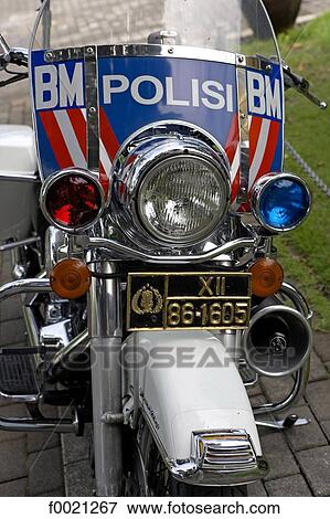 Stock Photo - Indonesia, Bali, police motorbike. Fotosearch