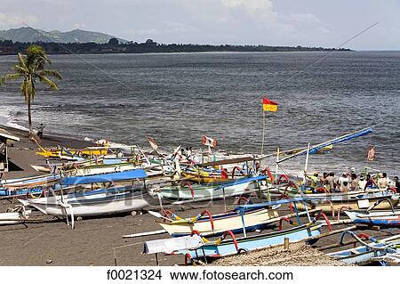 Indonesia, Bali, Sanur, fishing dugouts View Large Photo Image Picture - Indonesia, Bali, Sanur, fishing dugouts. Fotosearch
