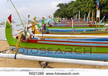 Indonesia, Bali, Sanur, fishing dugouts View Large Photo Image Stock Photo - Indonesia, Bali, Sanur, fishing dugouts. Fotosearch