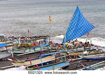 Indonesia, Bali, Sanur, fishing dugouts View Large Photo Image Stock Photography - Indonesia, Bali, Sanur, fishing dugouts. Fotosearch