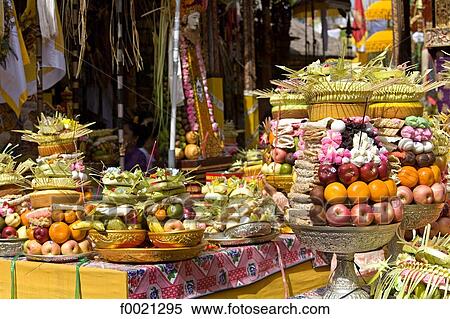 Indonesia, Bali, Sukawati, temple festival, offerings View Large Photo Image Stock Photography - Indonesia, Bali, Sukawati, temple festival, offerings. Fotosearch