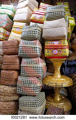 Stock Image - Indonesia, Bali, Ubud, craftwork on the market. Fotosearch