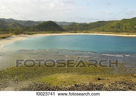 Stock Image - Indonesia, Lombok, near Kuta, Mawun Beach. Fotosearch
