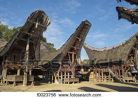 Indonesia, Sulawesi, Tana Toraja, Palawa, Torajan houses View Large Photo Image Stock Photograph - Indonesia, Sulawesi, Tana Toraja, Palawa, Torajan houses. Fotosearch
