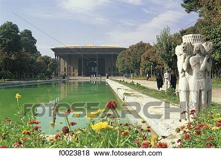 Iran, Esfahan, Palace of the Forty Columns View Large Photo Image Stock Photo - Iran, Esfahan, Palace of the Forty Columns. Fotosearch