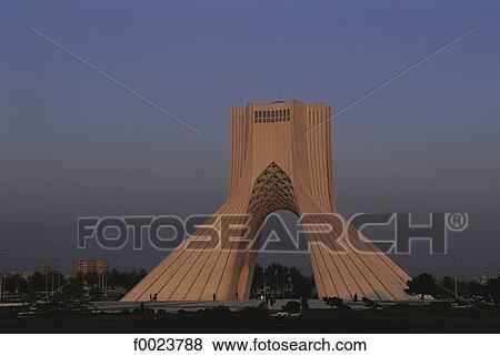 Iran, Teheran, Azadi Tower View Large Photo Image Stock Photo - Iran, Teheran, Azadi Tower. Fotosearch