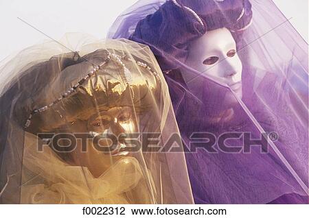 Stock Image - Italy, Venice, Carnival masks. Fotosearch