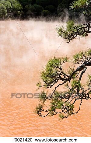 Stock Image - Japan, island of Kyushu, Beppu, hot springs. Fotosearch