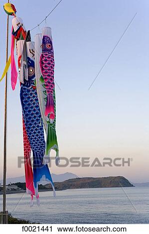 Japan, island of Kyushu, Ibusuki, boys festival, carp streamers View Large Photo Image Stock Image - Japan, island of Kyushu, Ibusuki, boys festival, carp streamers. Fotosearch