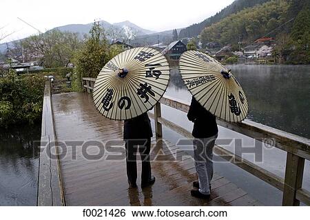 Stock Photograph - Japan, island of Kyushu, Yufufin, hot lake, strollers. Fotosearch