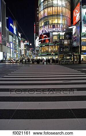 Japan, Tokyo, Ginza quarter, pedestrian crossing View Large Photo Image Stock Image - Japan, Tokyo, Ginza quarter, pedestrian crossing. Fotosearch