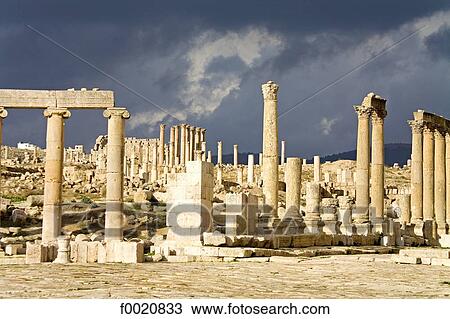 Stock Image - Jordan, Jerash, columnade. Fotosearch
