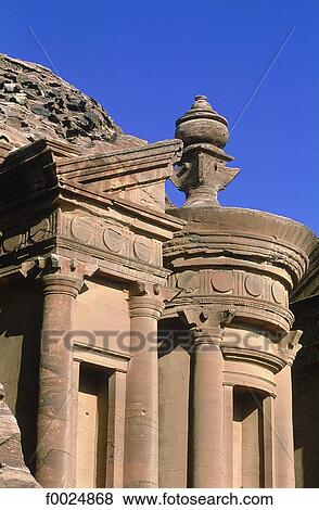 Jordan, Petra, el Deir, architecture detail View Large Photo Image Stock Photo - Jordan, Petra, el Deir, architecture detail. Fotosearch