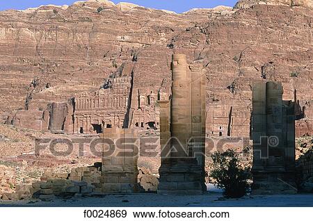 Stock Photo - Jordan, Petra, Nabataean tombs, ruins. Fotosearch