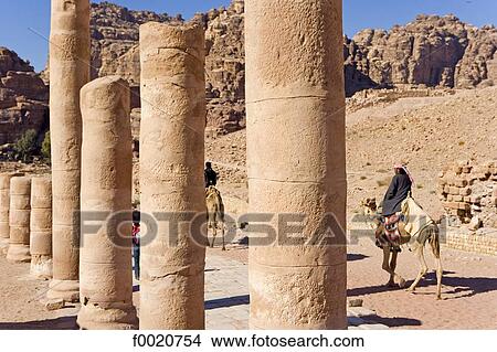 Jordan, Petra, the Great Temple View Large Photo Image Picture - Jordan, Petra, the Great Temple. Fotosearch